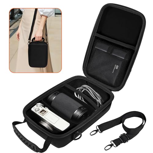 Hard Camera Case Compatible with Sony Alpha a6400 a6700 a6600 a6000 a6100 a6300 a6500 Mirrorless Camera, Compact Travel Storage Bag with Strap, Water-Resistant Carrying Camera Bag, Black (Case Only)