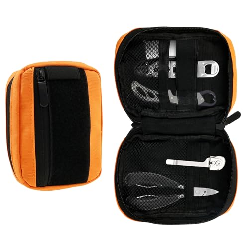 Small EDC Pouch Pocket Organiser Multifunction Small Tools Pouch with 6 Pockets Portable Oxford Cloth Pocket Organizer for Camping Bush Craft Digital Storage Traveling Hiking(Orange)