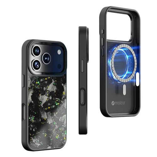 Coque iPhone 17 Pro fibre de carbone forgée et éclats dorés Vibe Series