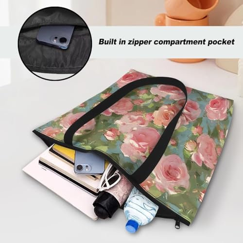 Image of Art Lover Zippered Tote Bag Waterproof Large Work Tote Bags, Artwork Women's Purse Handbags Travel Totes