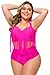 Spring fever 2 PCS Plus Size Retro High Waist Braided Fringe Top Bikini Swimwear Bathing Suit for Women(FBA) E Rose Pink XXX-Large (US 14-16)