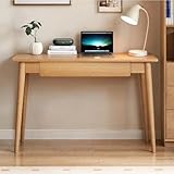 Vadisun 100% Solid Oak Wooden Desk Home Office Desk Mid Century Modern Writing Computer Desk with Drawer for Home Office 31'