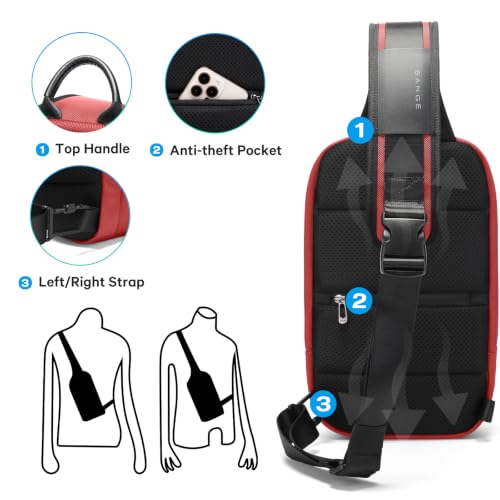 Image of BANGE Sling Bag, Large Men's Cross Body bags, Men's Shoulder Bags for Work, Walking, Travel, Hiking