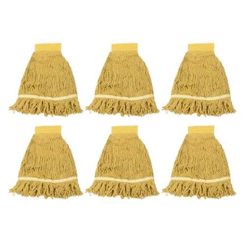 uxcell 6Pcs Commercial Mop Head Replacement, Cotton String Mop Head, Wet Cleaning Mop Head Refills for Home, Industrial Commercial Use, Yellow
