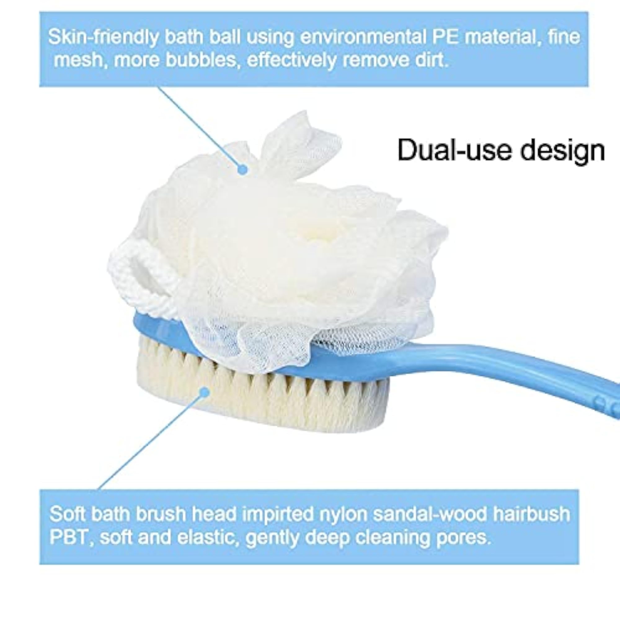 2 in 1 Bath Body Brush with Soft Cleansing Loofah