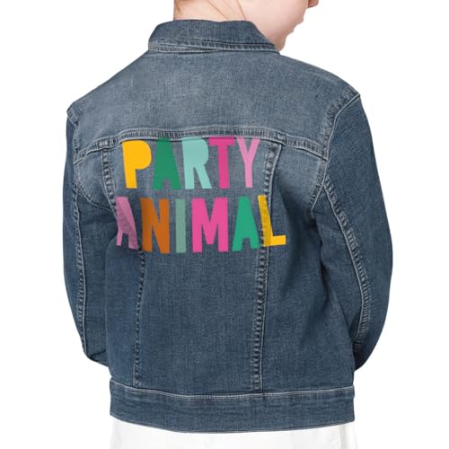 Colorful Party Animal Kids' Denim Jacket - Party Animal Design Apparel - Cute Party Kid Stuff