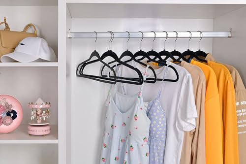Quality Hangers 50 Pack Slim Plastic Hangers for Clothes - Heavy Duty Non-Velvet Black Hangers with 360° Swivel Chrome Hook & Non Slip Notches - Ideal for Dresses Coats Shirts Jackets & More - Black - Image 6