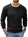 COOFANDY Herren Rundhals Pullover Basic Strickpullover Feinstrick Winterpullover Ribbed Knit Sweater Langarmshirt Pulli Schwarz L