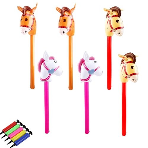 6 Pcs Horse Balloon Animals Kit with Air Pump, Horse-Themed Birthday Balloons for Birthday Party Decorations, Balloon Animal Kit for Birthday, Graduation, and Theme Party Supplies
