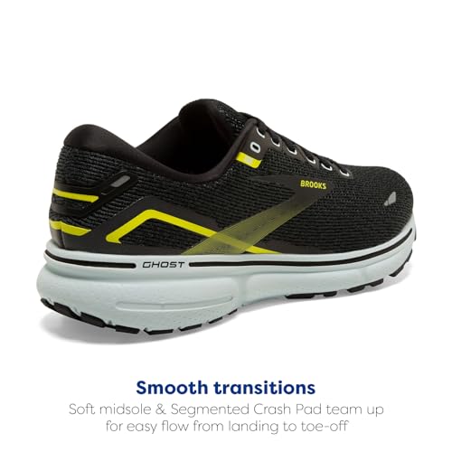 Brooks Men's Ghost 15 Neutral Running Shoe - Black/Ballad Blue/Sulphur - 7 Medium