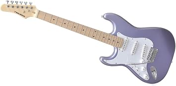 PLAYTECH Electric Guitar, Left-Handed, Stratocaster Type, 5-Way Pick-up Selector, Synchronized Tremolo, Maple Fingerboard, Metallic Blue