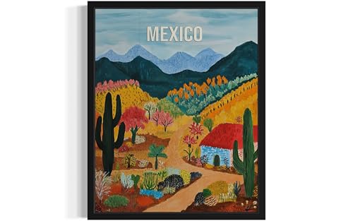 Mexico Countryside Wall Art Poster Print, Rural Landscape, Heritage Artwork Culture Decor Travel Poster for Living Room and Bathroom A3 (10" L x 8" W, Unframed)