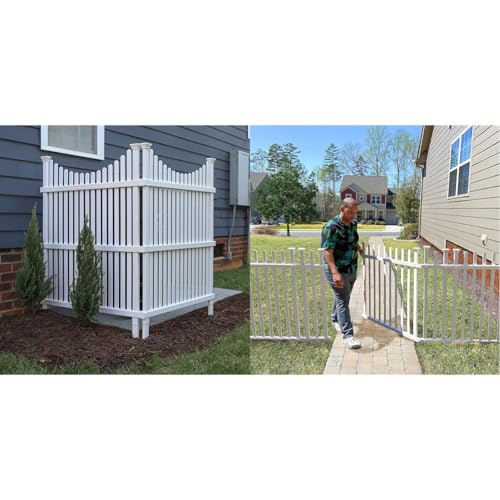 Enclo 2-Panel White Vinyl Privacy Screen and Zippity No-Dig Burbank Gate Kit for Vinyl Picket Fence