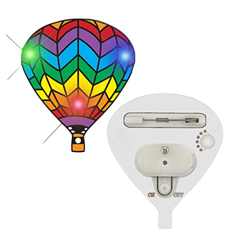 Image of Hot Air Balloon Flashing Body Light Lapel Pins with 1 Blue, 1 Jade, 1 Red LED