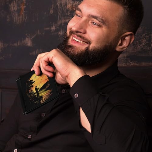 Fish Fishing Lover Mens Bifold Wallet Single-Sided Printed Slim 6 Card Holders Purse Leather Money Clip4