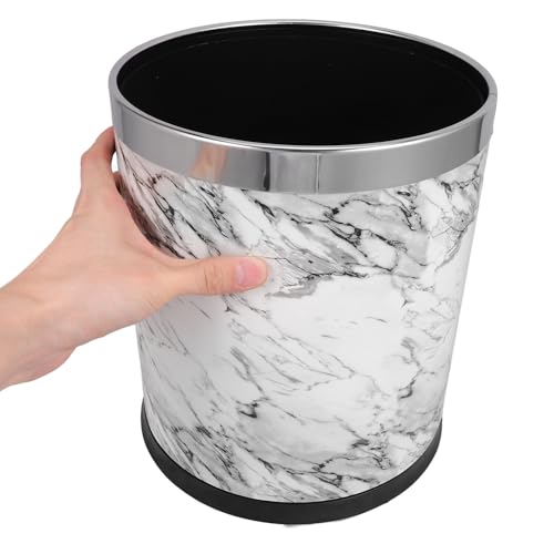 Bote de basura redondo acero 10 L con tapa blanco miniatura 4