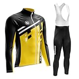 abbigliamento completo ciclismo uomo tuta bici da corsa invernale maglia mtb manica lunga + salopette imbottiti con gel 9d mtb ciclista corsa all'aperto (type-2,l)