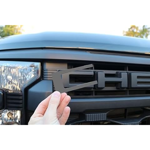 Limitless-Parts Custom Grill Letters Inserts Compatible with 2022-2024 Silverado Custom 1/16" ABS Plastic Dark Grey Cover