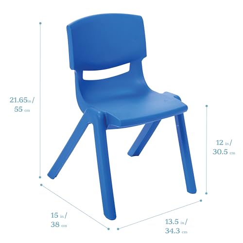 Image of ECR4Kids 12in Plastic School Stack Chair, Classroom Furniture, Blue, 10-Piece