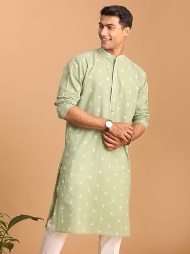 Image of Shvaas By Vastramay Men's Green Cotton Kurta