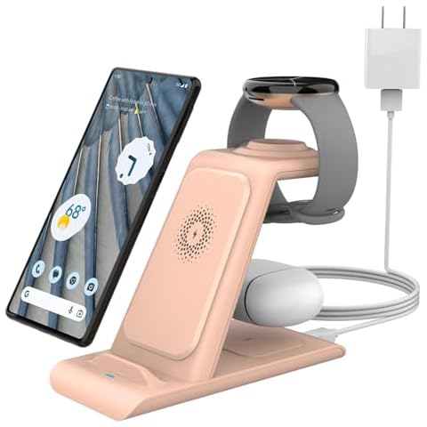HATALKIN Upgraded Wireless Charger for Google Pixel Watch,3 in 1 Wireless Charging Station for Google Pixel 8/8pro/7/7A/7 Pro/Fold/6/6 Pro/5/4/3/XL,Pixel Buds Pro,(Not for Pixel Watch 2/3) Cover