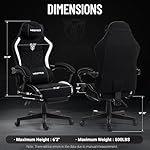 Big and Tall Gaming Chair Fabric with Pocket Spring Cushion, High Back Heavy Duty Gaming Chairs for Adults with Massage Lumbar Support, Ergonomic Computer Chair with Footrest for 400LBS Black - Image 3