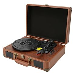 Tourne-Disque Vinyle Vintage Platine Vinyle Son Clair 3 Vitesses Petite Platine 5.0 Brun Foncé 100‑240V avec Housse Anti-Poussière pour Bureau (Prise UE) - Les Beatles, Paul McCartney, John Lennon, RIngo Starr, George Harrison