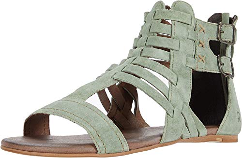 Roan - Bee Women's Sandals -Â Leather Dress Sandal â€“ Double Closure Flats - Gladiator Flat Sandal - Osaka Neomint - Size 8.5