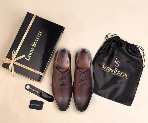 Image of LOUIS STITCH Formal Derby Lace Up Shoes for Men | Handcrafted Italian Leather Mens Shoes (LSNRXPL)
