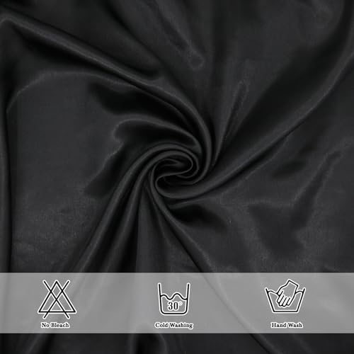 Ciormis Soild Color Satin Head Scarf, 4 Pcs 35" Large Square Hair Scarves Beach Retro Bandana Silk Feeling Headscarf Neck Scarfs for Women (Black/Coffee Brown/White/Navy Blue) — view 2