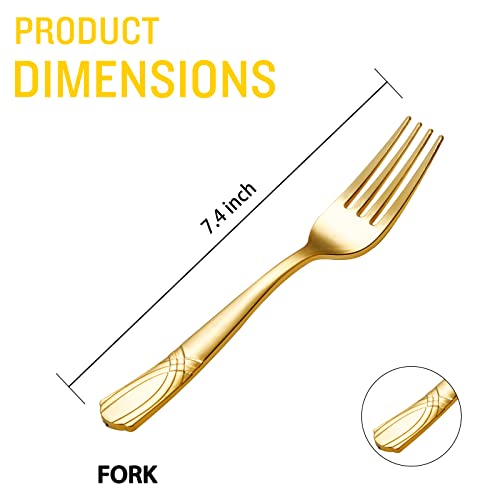Supernal 400pcs Plastic Forks Gold, Disposable Forks Heavy Duty, Gold Plastic Silverware,Dessert Forks, Perfect For Parties & Weddings,Birthday, Camping and Outdoor Use by supernal - Image 8