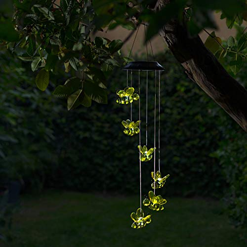 Alpine Corporation Qlp832Slr Bee Wind Chime, 5" L X 5" W X 27" H, Multicolor #TOP1