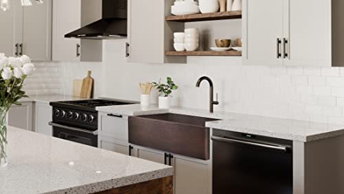 Fsw1100 Luxury 33-Inch Heavy 12-Gauge Dark Patina Copper Farmhouse Sink, Includes Accs, Flat Front #TOP6