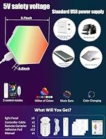 Hexagon LED Panel - RGB Smart Lights Sechseck Wandleuchten Gaming Wand Licht Musik Sync - 8 Pack Lichtpanels Gaming Stimmungslichter Deko – Ansicht 2
