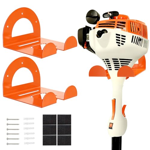 AURIKAR Weed Eater Hanger, Garage Organizer Trimmer Rack Wall Mount, Garden Power Tool Holder Garage Hooks for Grass Trimmer, Hedge Trimmer, Leaf Blower and Chainsaw Storage, 2 Pack