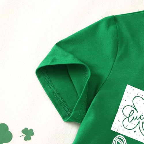 Image of GLIGLITTR Kids St Patricks Day Shirt Girls Bow Shamrock Clover Lucky Graphic T-Shirt Irish Short Sleeve Tee Tops 7-12 Years