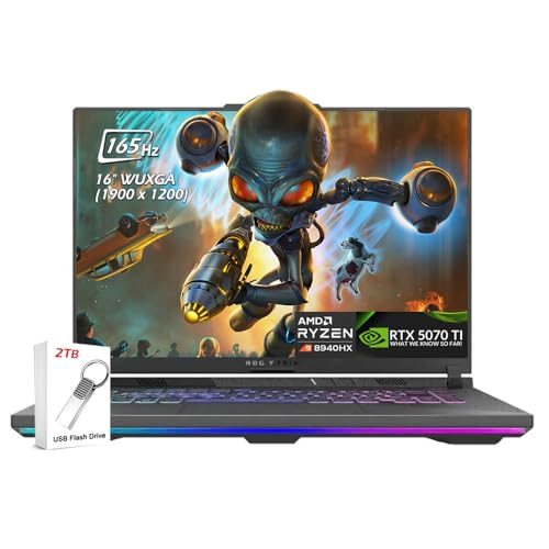 Image of ASUS ROG Strix G16 Gaming Laptop, 16 FHD IPS 165Hz Display, RTX5070Ti, AMD Ryzen 9 8940HX, 32GB RAM DDR5 2TB SSD, Backlit KB, Wi-Fi6E Bluetooth, Windows 11, Eclipse Gray, w /2TB USB Drive, W /GaLiMu