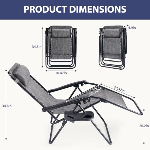 image for Sweetcrispy Zero Gravity Chairs, Set of 2 Portable Recliner Beach Camp