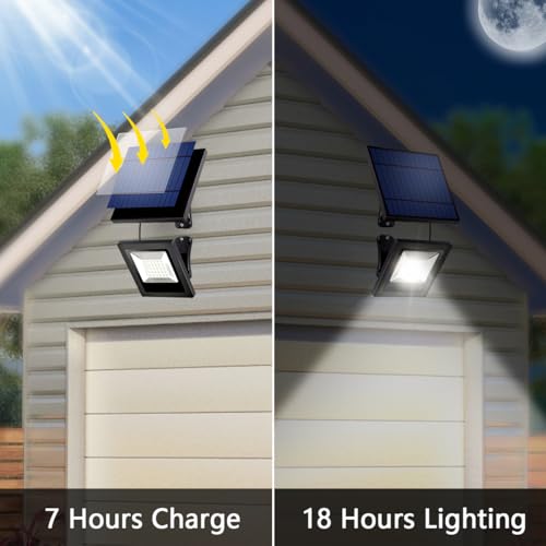 Ousam Led Solar Lights Dusk to Dawn 4400mAh Solar Powered Spotlight Waterproof Flood Light 6000K Lighting with 16FT Cord for Patio, Flag Pole, Fence, White thumbnail 4