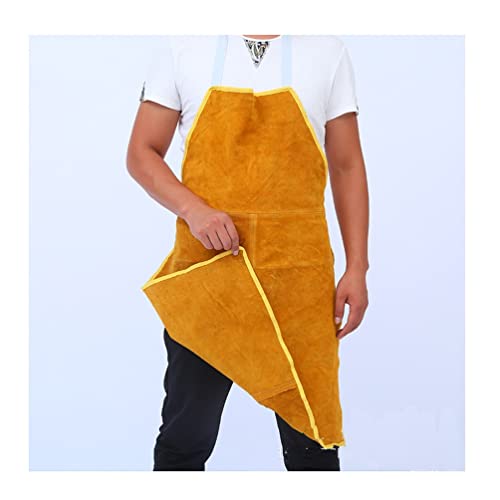 Tablier Soudeur en Cuir Tablier De Soudage en Cuir, Tabliers D'atelier Lourd for Soudeurs Et Forgerons, avec Poche À Outils (Color : Yellow, Size : 70x100cm)