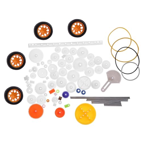 SGHAJIME 82Pcs Robot Gear Parts Kit - Belt, Spindle, Worm Gear, Pulley, Shaft for DIY Robots & RC Cars