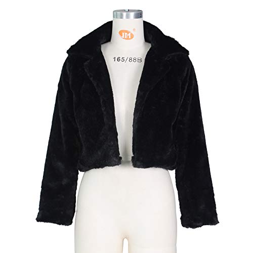 Lexiart Winter Black Faux Fur Short Coat Jacket for Women Shaggy Lapel Overcoat Outwear Warm Oufits Casual Party Club 2XL 2020