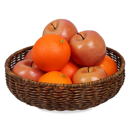 ORDELITE Fruit Baskets Bowl for Kitchen Counter, Round Bread Woven Wicker Basket, Candy Bowl Dish for Fruits, Breads, Vegetables,Snacks, Food (Large)