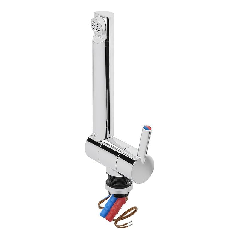 Grifo mezclador de 12 V Ø 27 mm – Caño recto con microinterruptor para caravana y barco