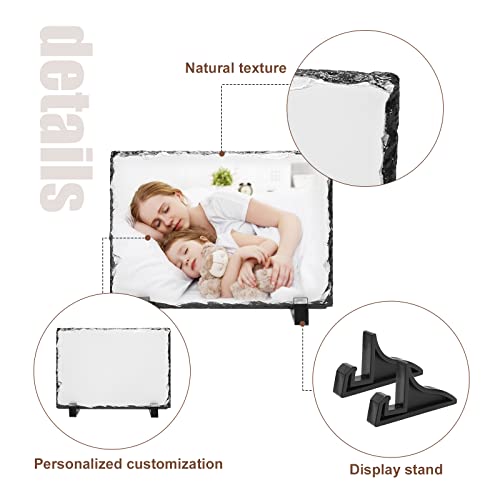 Hoypeyfiy Sublimation Blank Square Slate Rock Picture Frame With Display Holder 6 X 7.9 Inch Customized Rectangular Heat Transfer Stone Photo Frame #TOP3