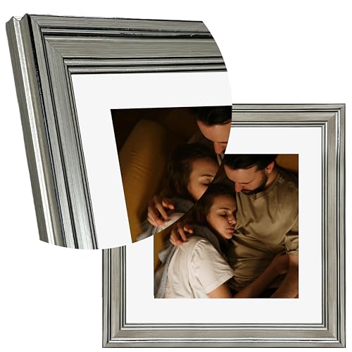 Image of Art Street Picture Frames Set of 4 Wall Mounted Premium 3D Photo Frame Vertical & Horizontal Wall Hanging Individual Collage for Home Decor (Silver, Size 10 x 10 inch)