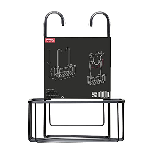 Miniatura 4 de Tatay Colgador Ducha Aluminio Resistente A La Humedad Y Corrosión Soporta 8 Kg Fácil Montaje Sin Taladro Diseño Moderno Cesta Ducha Colgar Con Drenaje Eficiente 28 X 12,8 X 38,5 Cm - Negro