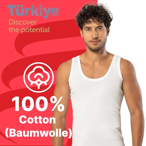 Erdem Men's Underwear Tank Top, Classic, Cotton Undershirt for Men, Basic Comfortable Men Underwear, Durable Mens Tank Tops White, 3XL3