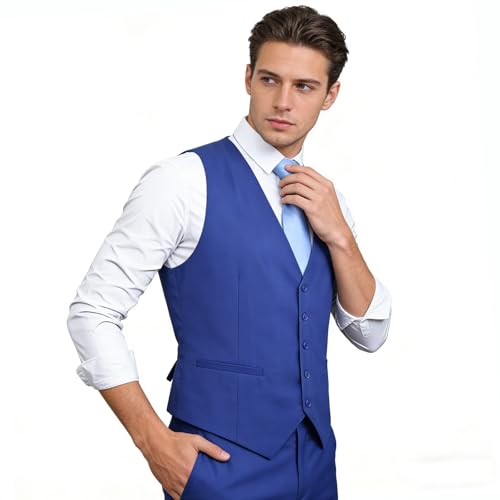 Image of Alizeal Mens Classic Solid Suit Vest Regular Fit Tuxedo Waistcoat