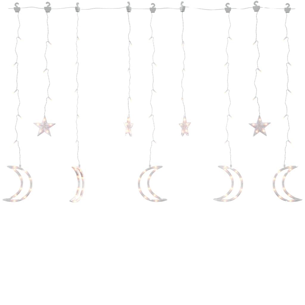 Star and Moon - Guirnalda de luces con mando a distancia, 138 LED, color blanco cálido